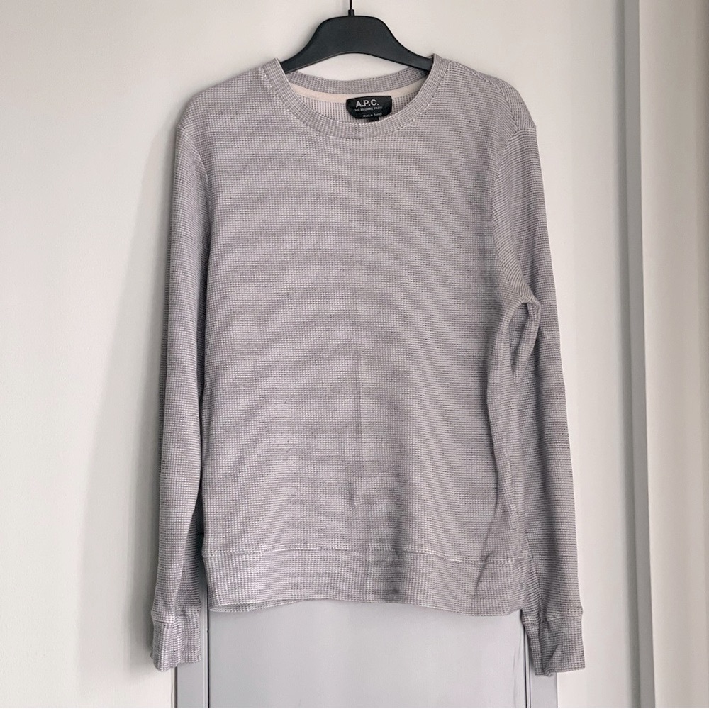 A.P.C. Light Gray Waffle Long Sleeve Pullover